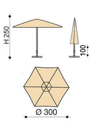 Ombrellone da Giardino Ø3 m Palo in Alluminio Tessuto Dralon Acrilico Border Taupe