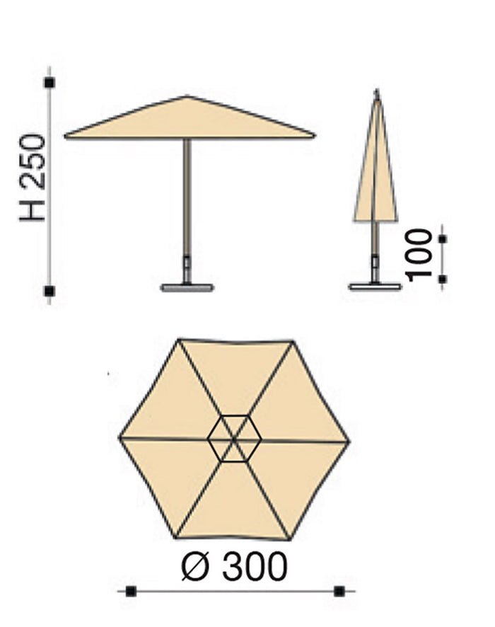 Ombrellone da Giardino Ø3 m Palo in Alluminio Tessuto Dralon Acrilico Border Taupe