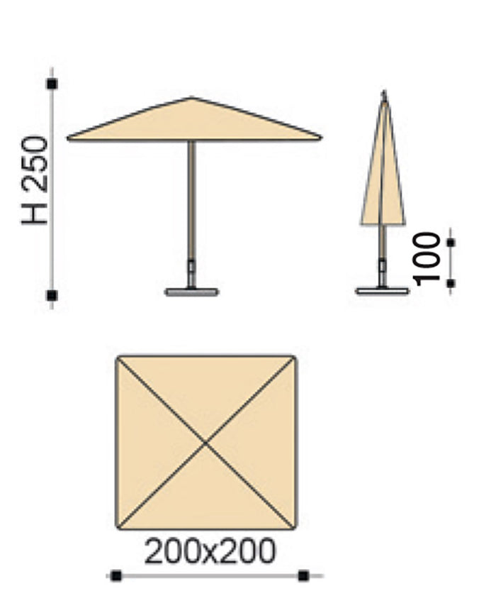 Ombrellone da Giardino 2x2m Palo in Alluminio Tessuto Dralon Acrilico Border Ecru