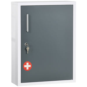 Armadietto per Medicinali 40x15x53,5 cm 3 Ripiani in Acciaio Bianco e Grigio