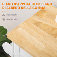 Carrello da Cucina 109x40x89 cm con Ruote in Legno Bianco