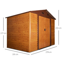 Casetta Box da Giardino 278x195x215 cm Porta Utensili in Acciaio Marrone