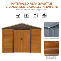 Casetta Box da Giardino 278x195x215 cm Porta Utensili in Acciaio Marrone