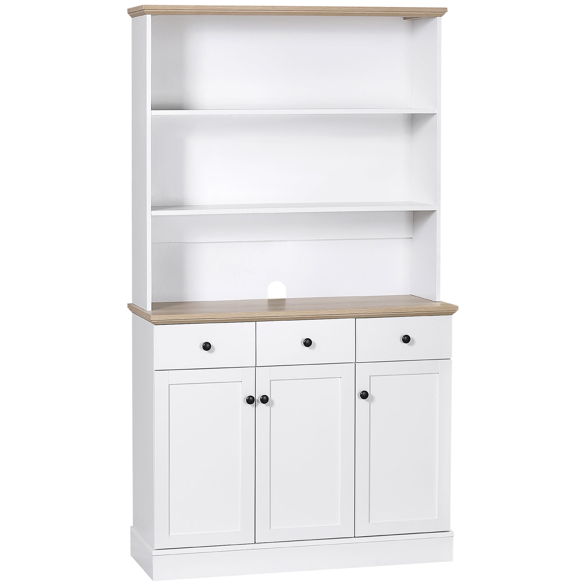 Credenza 3 Ripiani 3 Cassetti e 3 Ante 101x39x180,5 cm in Legno Bianco