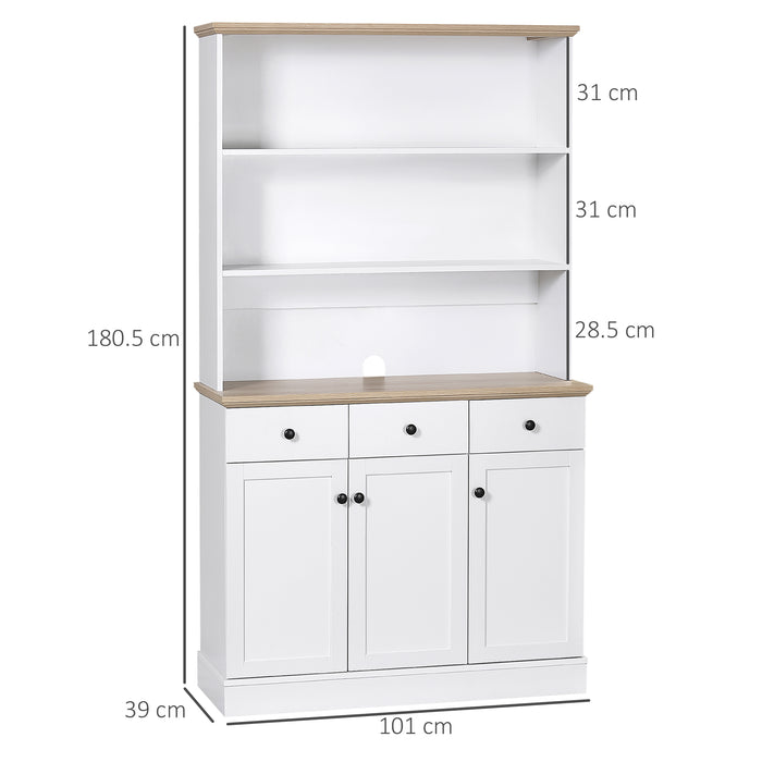 Credenza 3 Ripiani 3 Cassetti e 3 Ante 101x39x180,5 cm in Legno Bianco