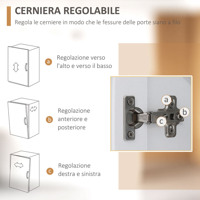 Credenza 3 Ripiani 3 Cassetti e 3 Ante 101x39x180,5 cm in Legno Bianco