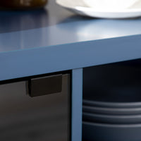 Credenza Moderna 140x39,5x110 cm Ante in Vetro Blu Scuro