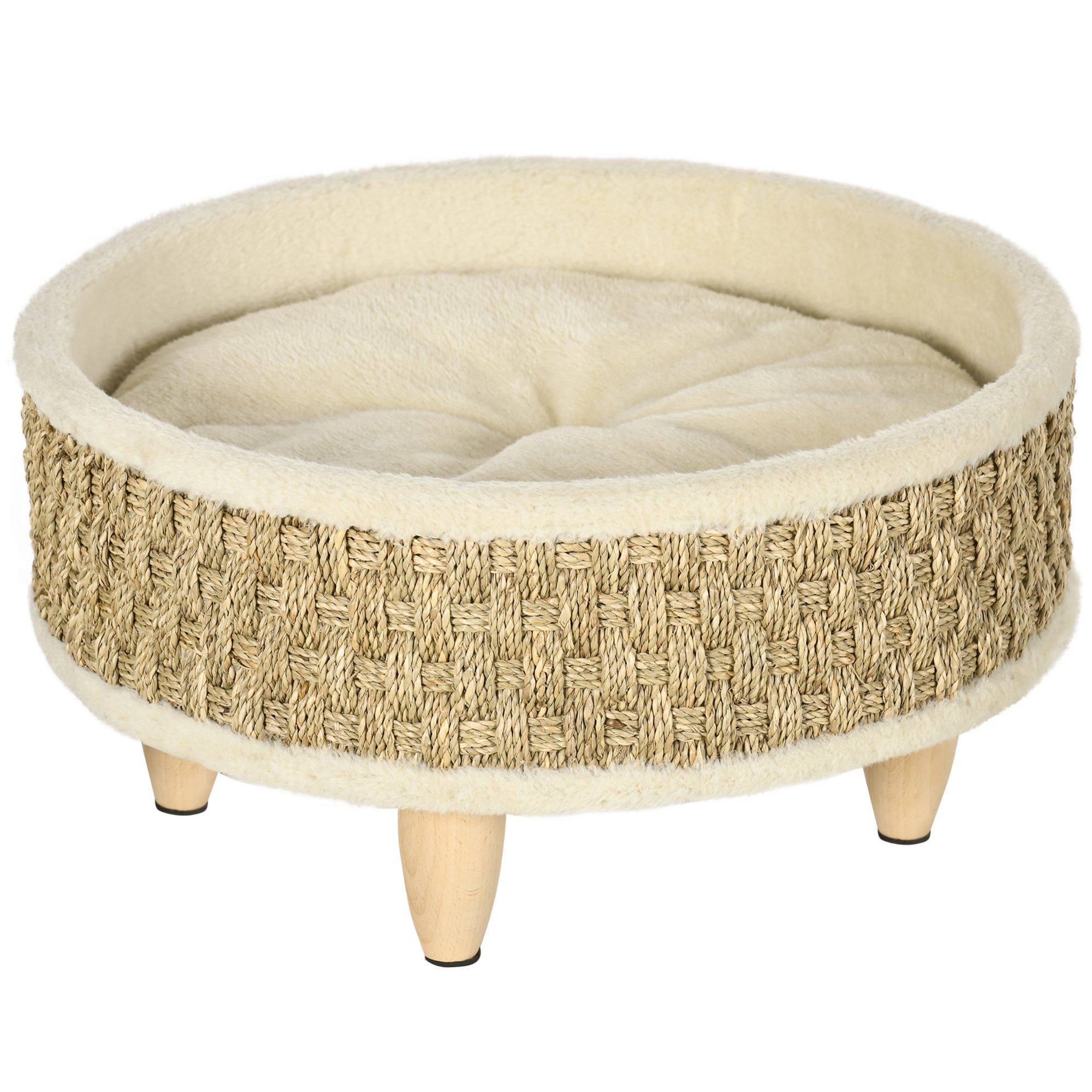 Cuccia per Cani e Gatti Ø48x24,5 cm con Cuscino in Truciolato Beige