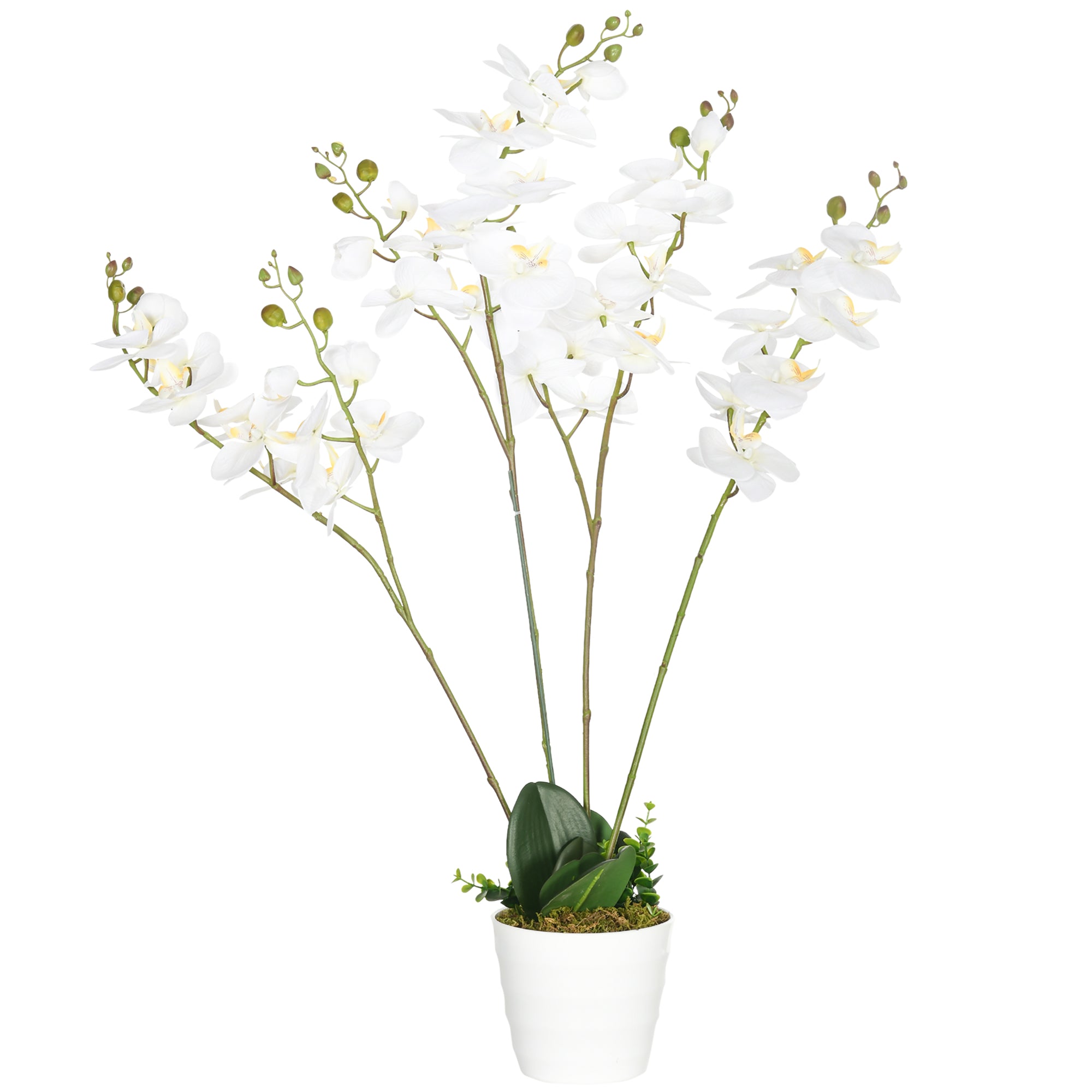 Pianta Artificiale Orchidea H75 cm con Vaso Bianco