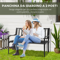 Panchina 2 Posti da Giardino 128x62,5x81,5 cm in Acciaio Nero