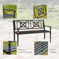 Panchina 2 Posti da Giardino 128x62,5x81,5 cm in Acciaio Nero