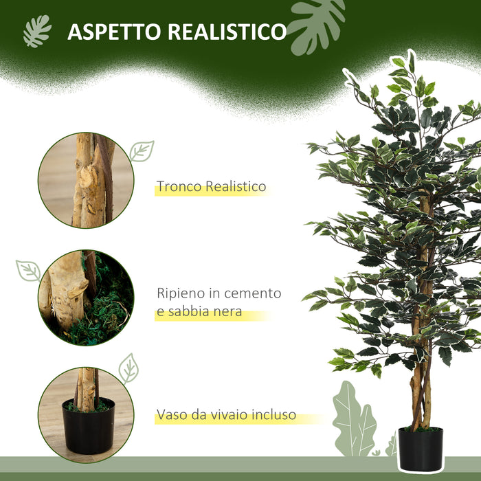 Pianta Artificiale Fico H130 cm con Vaso Verde