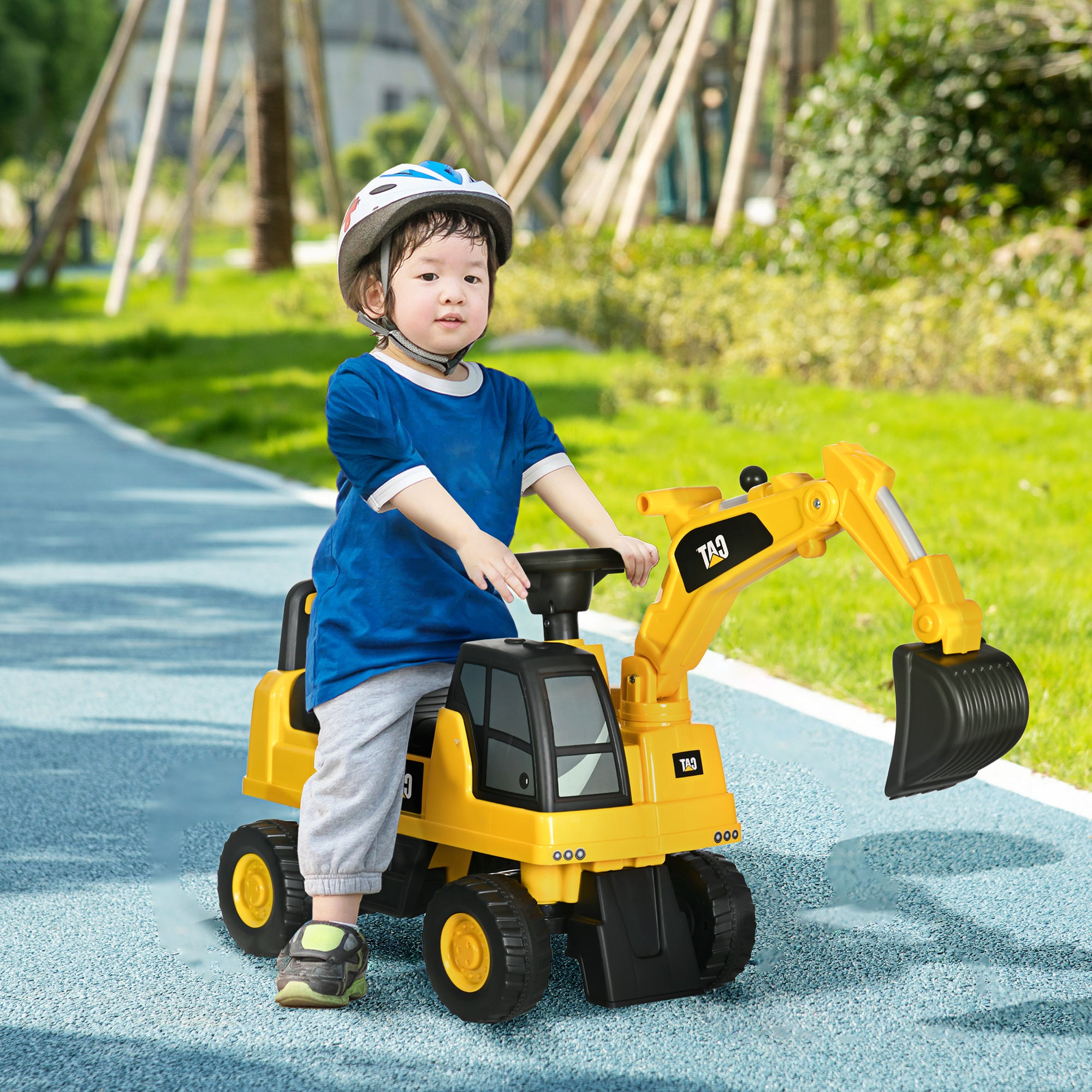 Escavatore Ruspa Cavalcabile per Bambini Giallo