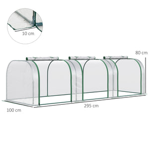 Serra da Giardino a Tunnel 295x100x80 cm Anti UV in Acciaio e PVC Trasparente