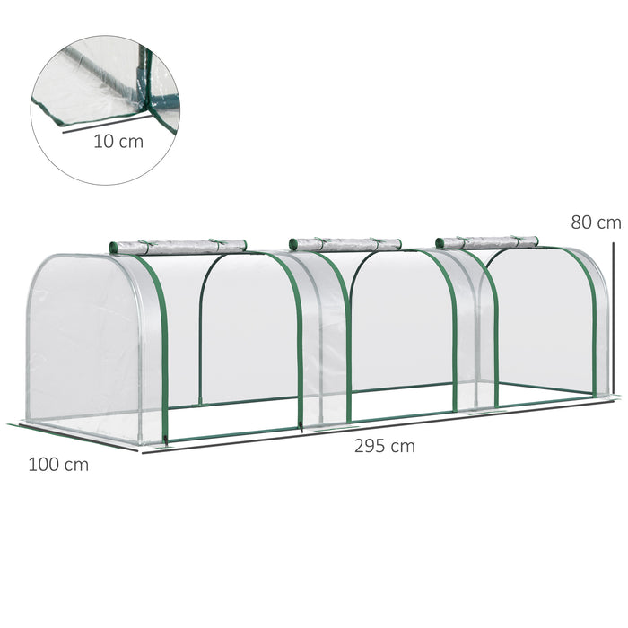 Serra da Giardino a Tunnel 295x100x80 cm Anti UV in Acciaio e PVC Trasparente