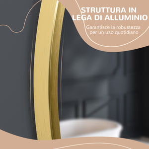 Specchio da Bagno Ø50x2 cm con Cornice in Lega di Alluminio Oro