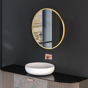 Specchio da Bagno Ø50x2 cm con Cornice in Lega di Alluminio Oro