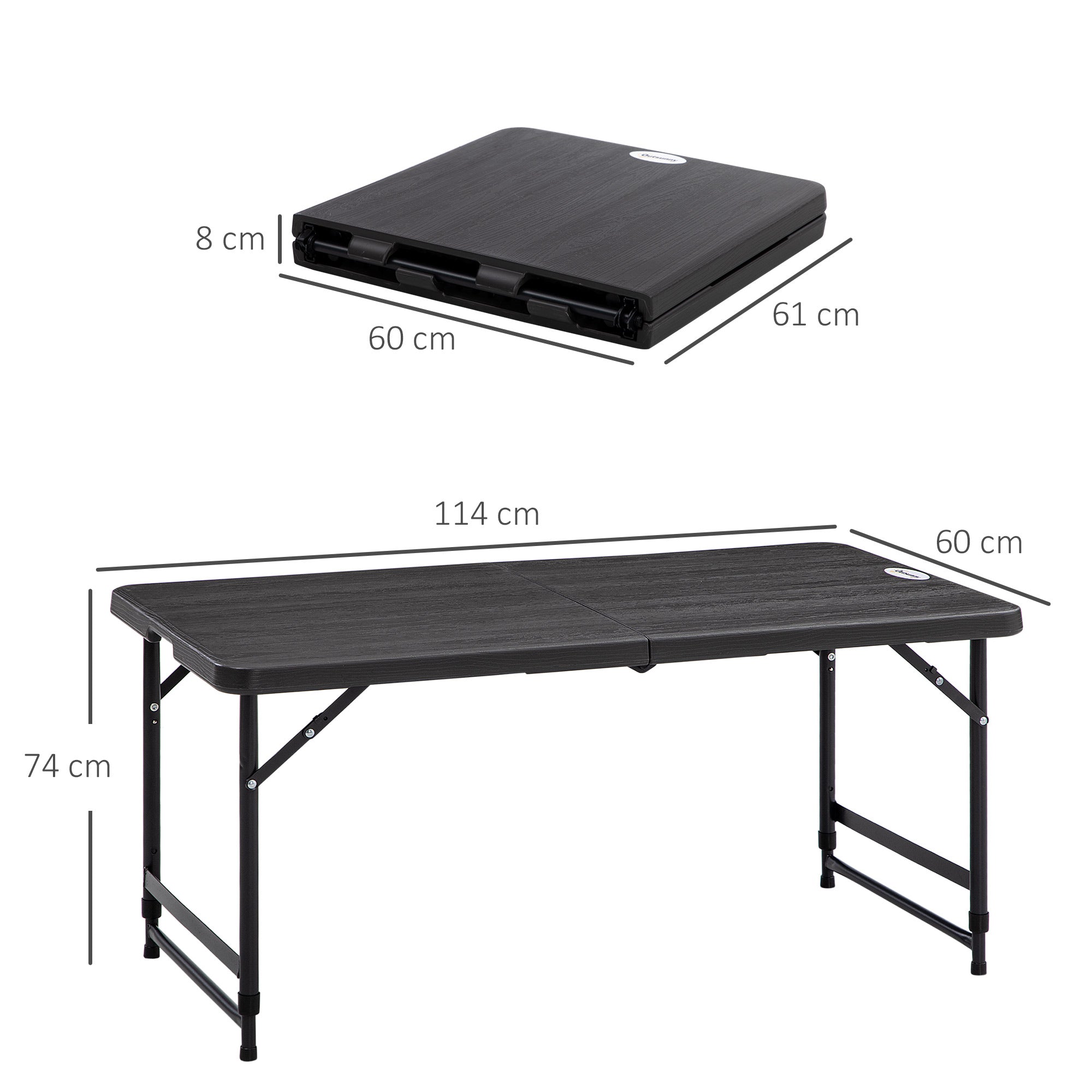 Tavolo Catering Pieghevole 118x60x74 cm in Acciaio e HDPE Grigio Scuro