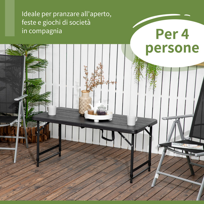 Tavolo Catering Pieghevole 118x60x74 cm in Acciaio e HDPE Grigio Scuro