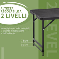 Tavolo Catering Pieghevole 118x60x74 cm in Acciaio e HDPE Grigio Scuro