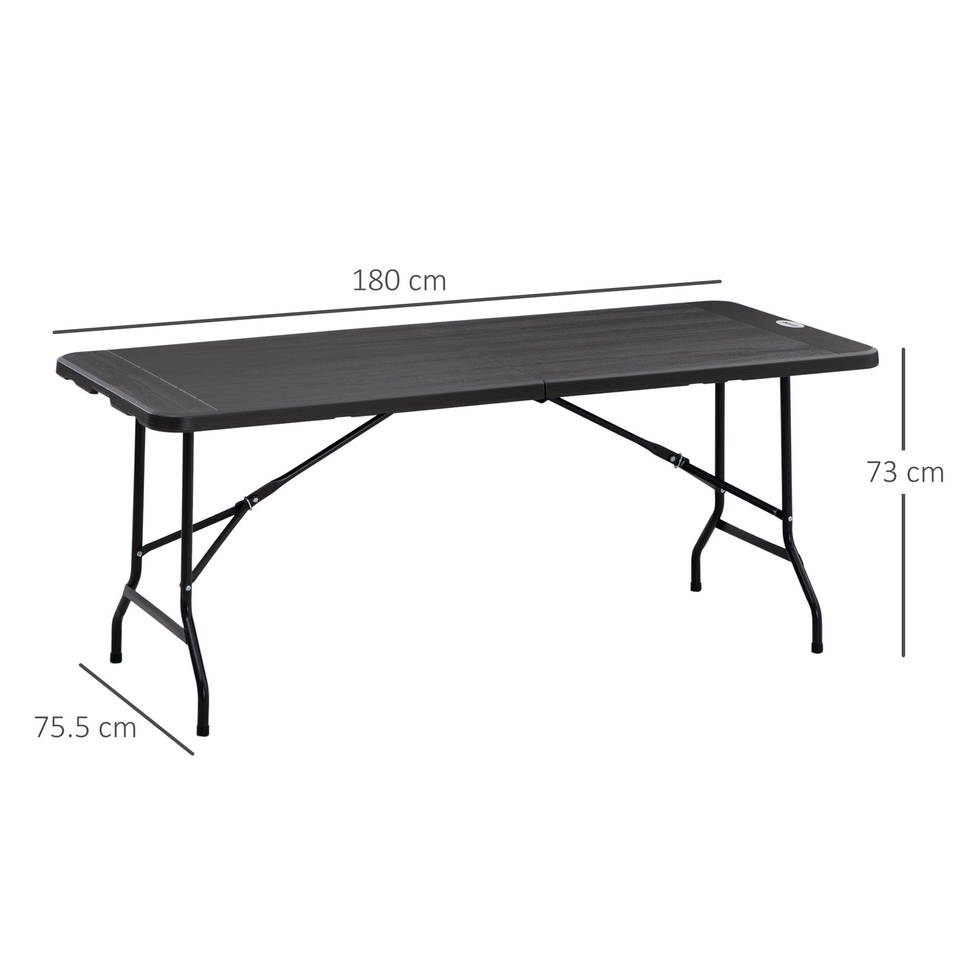 Tavolo Catering Pieghevole 180x75,5x73 cm in Acciaio e HDPE Grigio Scuro