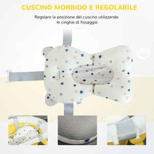 Vaschetta Bagnetto per Bambini Pieghevole 81,5x50,5x23,5 cm con Cuscino Bianco