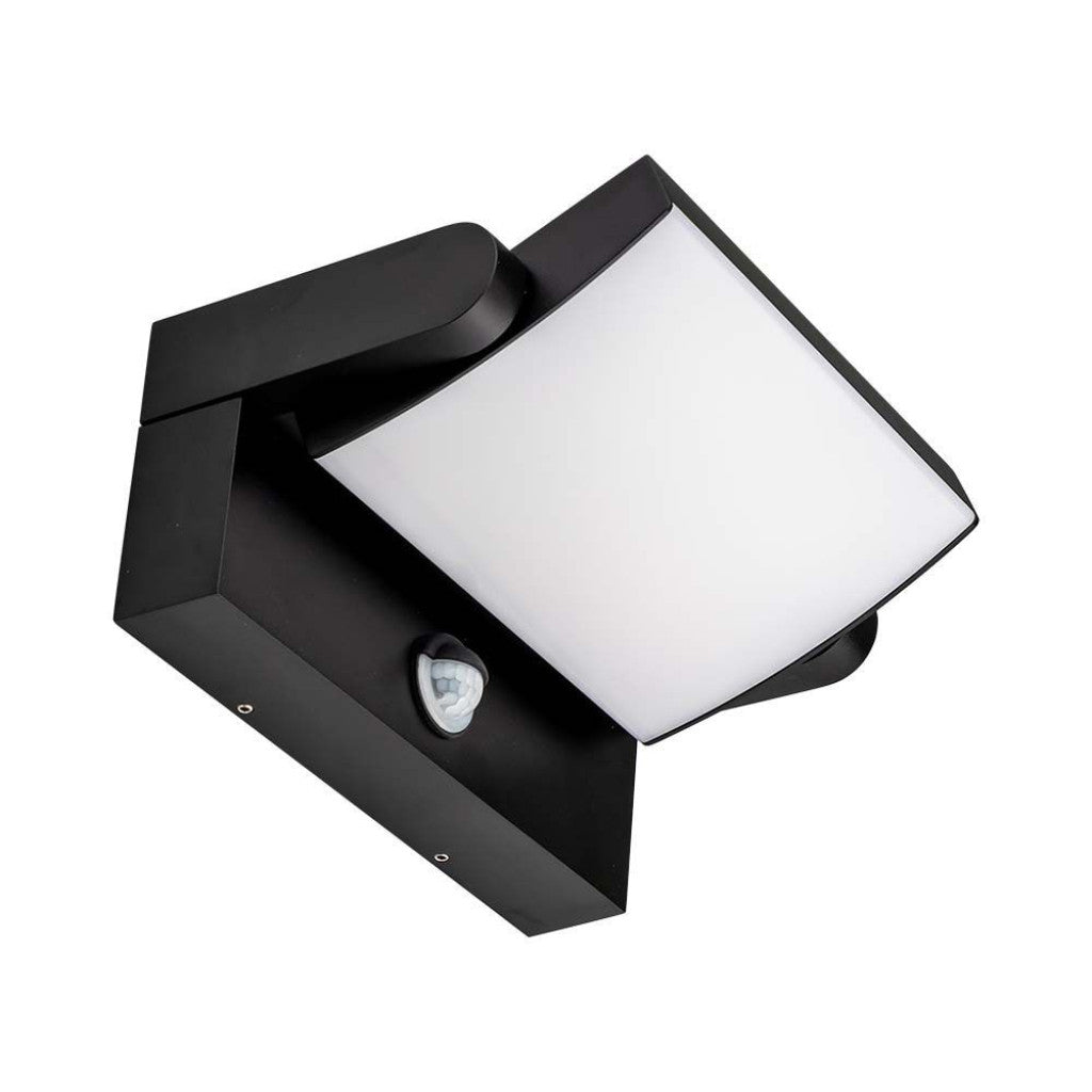 20W Led Wall Light With Sensor 3000K Black Body  Ip65