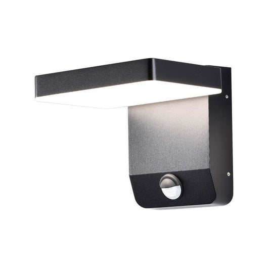 20W Led Wall Light With Sensor 3000K Black Body Square  Ip65