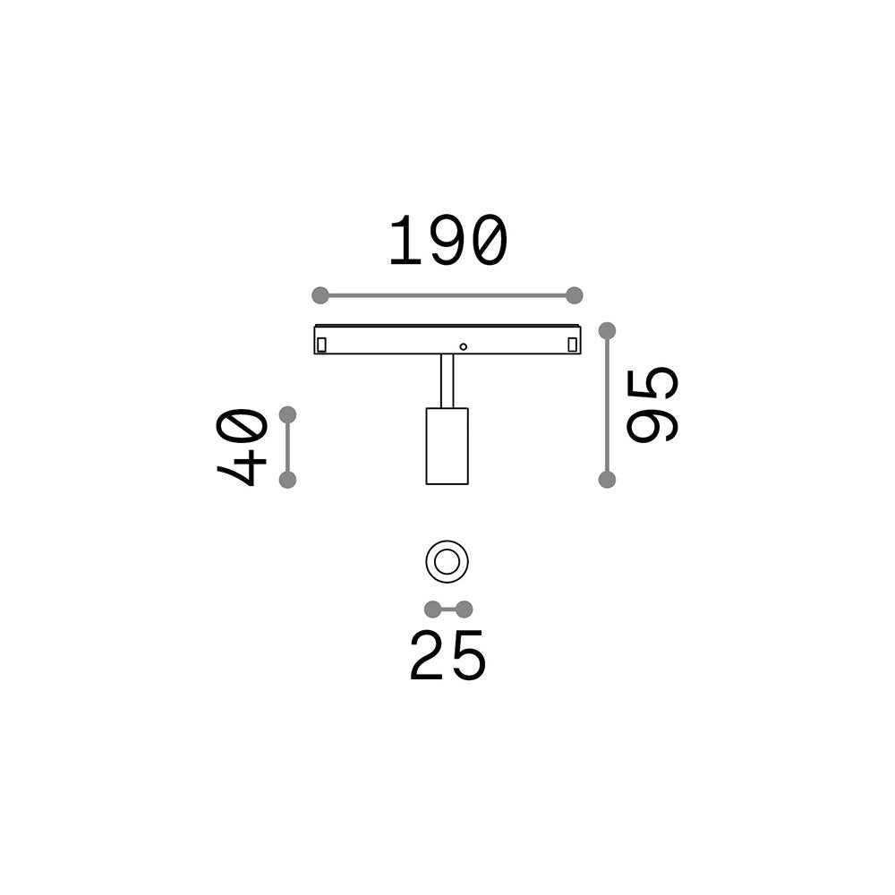 Faretto Binario Singolo On-Off Ego Alluminio Nero 1 Luce 3W 3000K Luce Calda