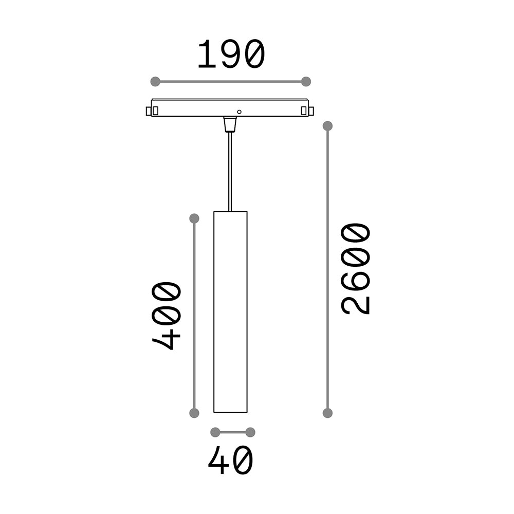 Pendente Tubolare On-Off Ego Alluminio Nero Led 12W 3000K Luce Calda