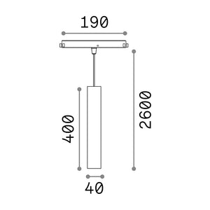 Pendente Tubolare On-Off Ego Alluminio Nero Led 12W 3000K Luce Calda