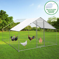 Gabbia Pollaio Recinto Recinzione Box Inox da Galline Pollame Polli 3m x 4m x 2m