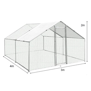 Gabbia Pollaio Recinto Recinzione Box Inox da Galline Pollame Polli 3m x 4m x 2m