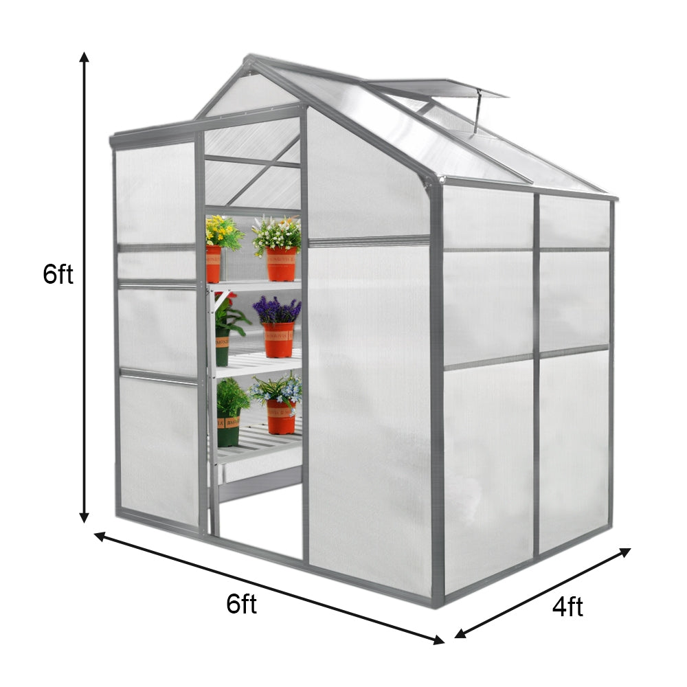 Serra da Giardino in Alluminio e Policarbonato con Porta Scorrevole 1.8m x 1.2m