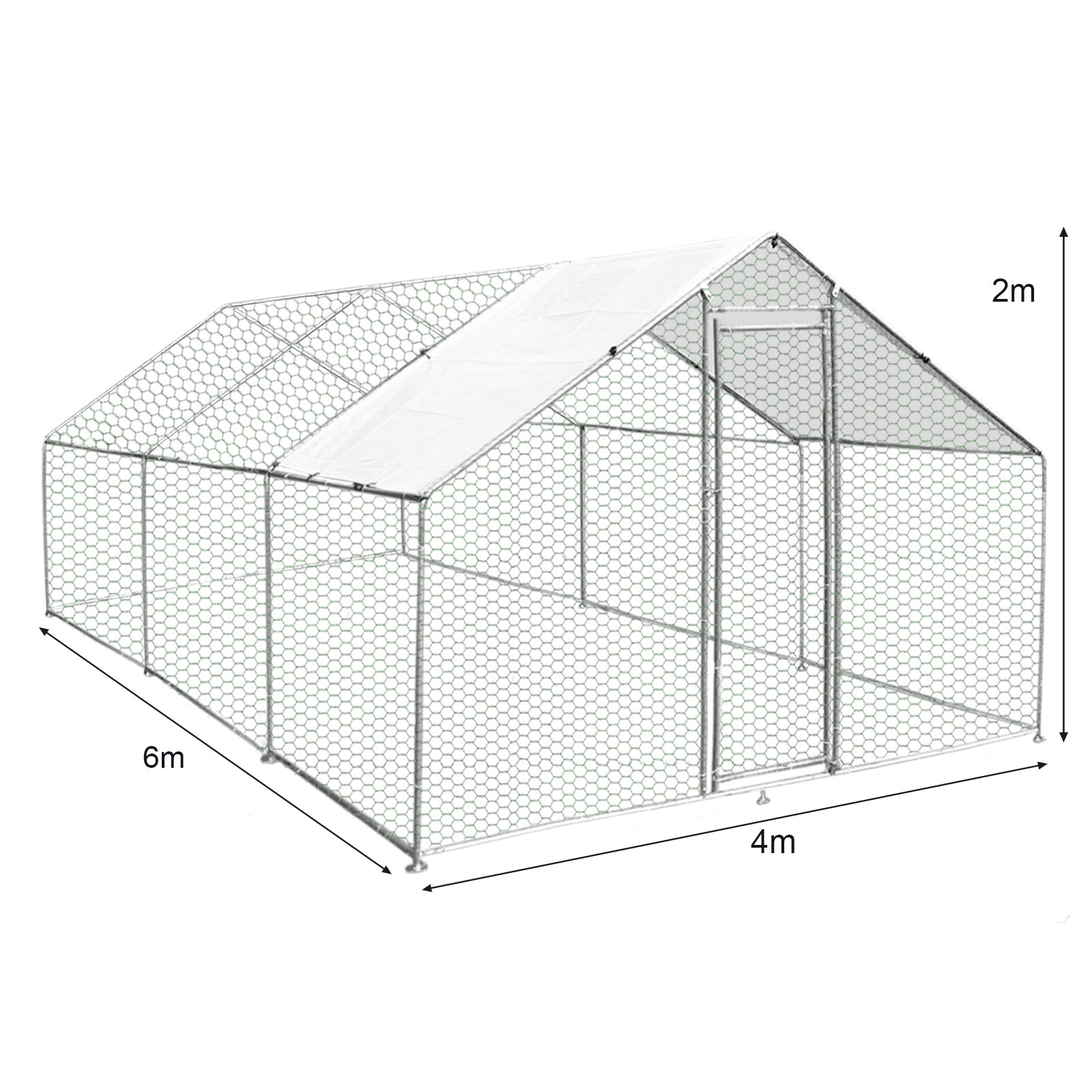 Gabbia Pollaio Recinto Recinzione Box Inox da Galline Pollame Polli 4m x 6m x 2m