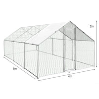 Gabbia Pollaio Recinto Recinzione Box Inox da Galline Pollame Polli 4m x 6m x 2m