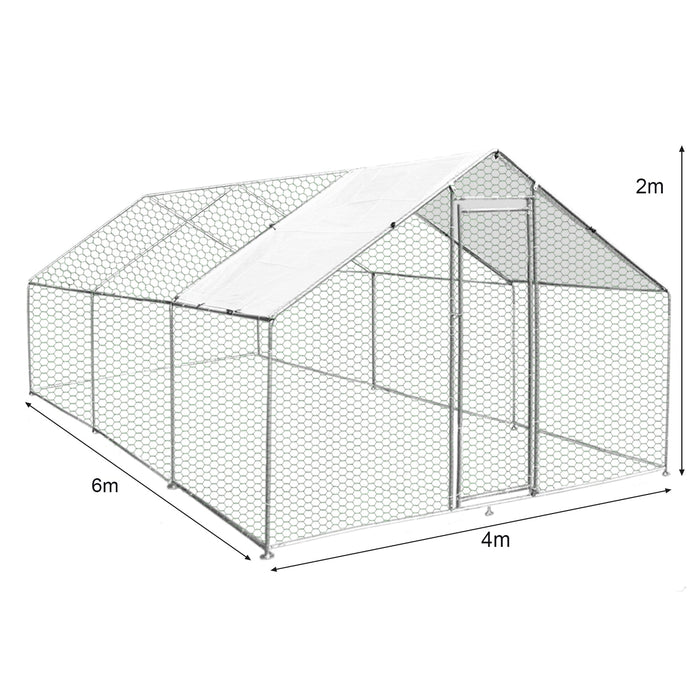 Gabbia Pollaio Recinto Recinzione Box Inox da Galline Pollame Polli 4m x 6m x 2m