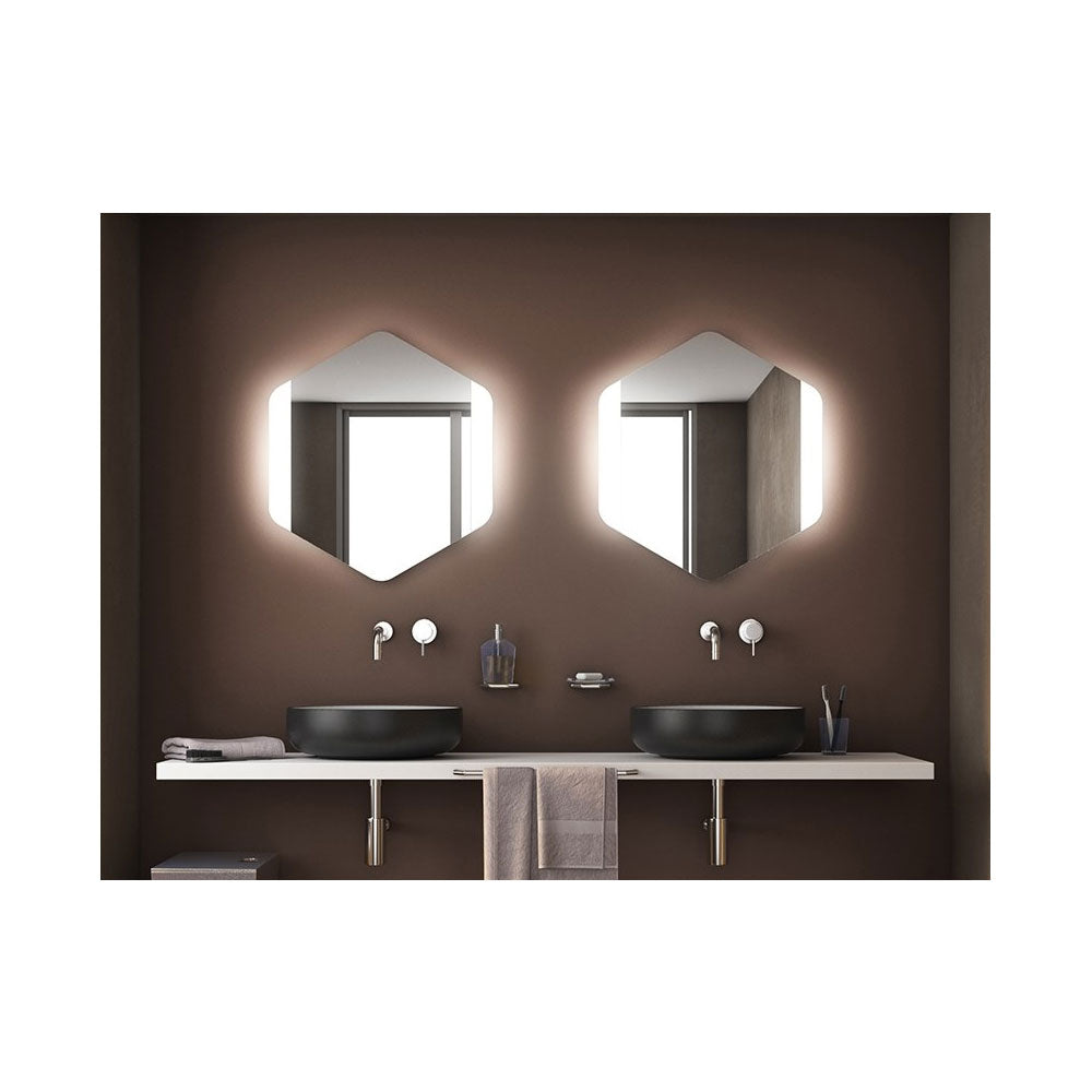 Specchio da parete 'Esagono Frontale' con illuminazione integrata - cm 60lx68h - Koh-i-Noor