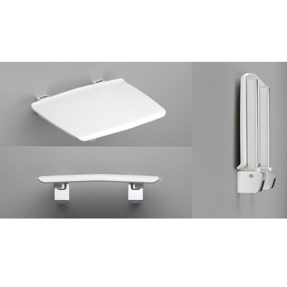 Sedile doccia a muro ribaltabile con supporto in alluminio lucido by Koh-i-Noor - Bianco