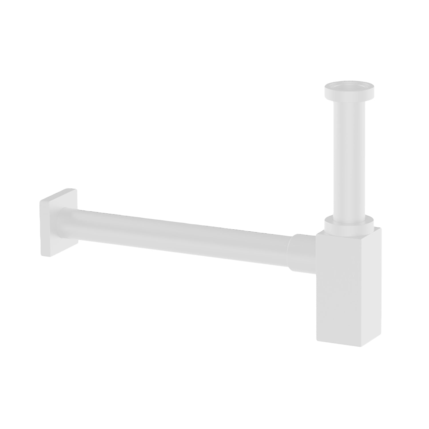 Sifone d'arredo design quadrato in ottone verniciato bianco 30 cm