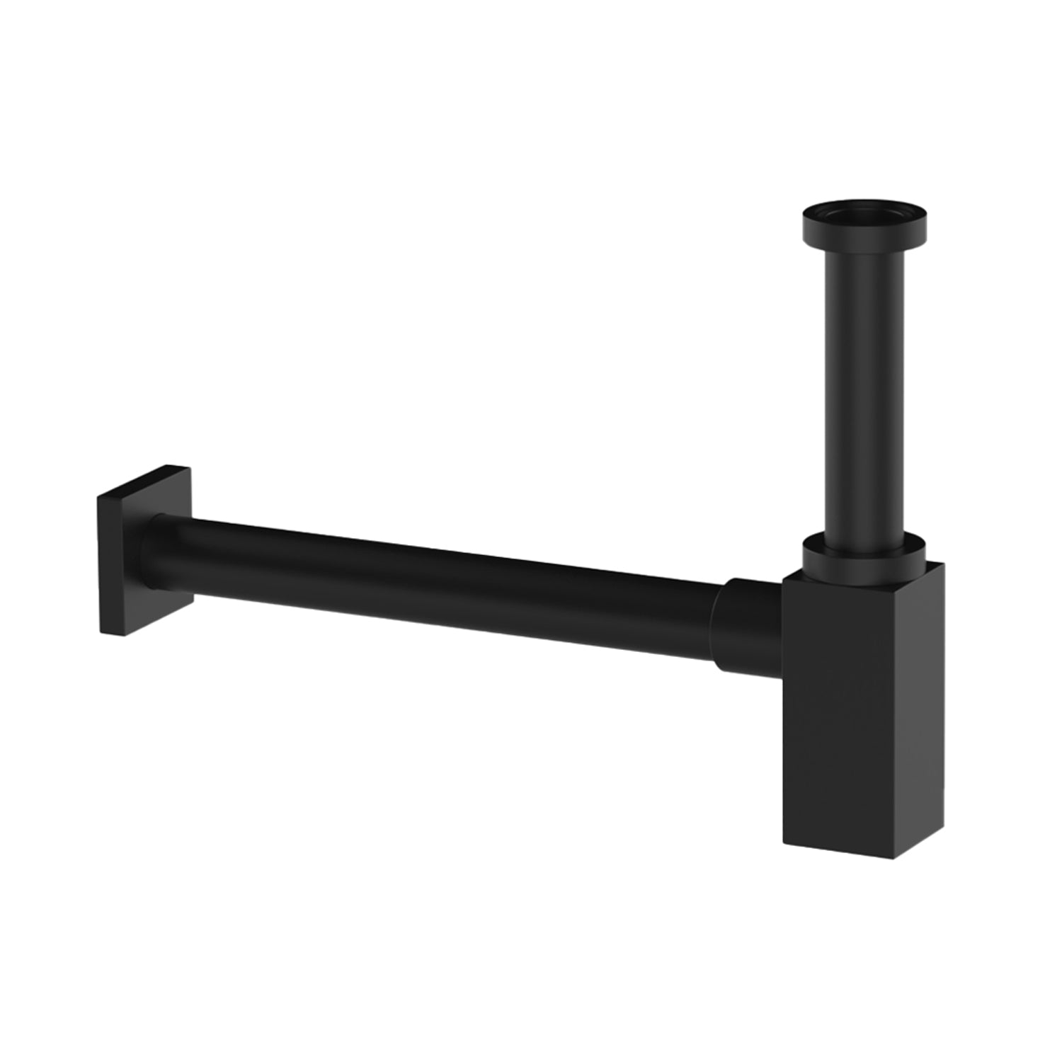 Sifone d'arredo design quadrato in ottone verniciato nero 30 cm