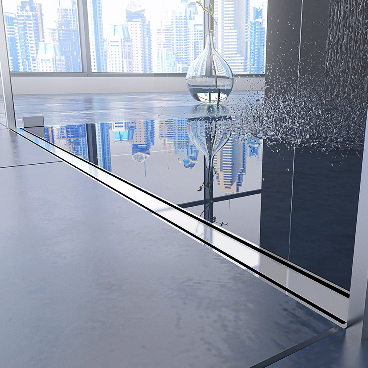 Canaletta doccia per scarico a pavimento Canalissima Bonomini cm 90 con griglia in alluminio