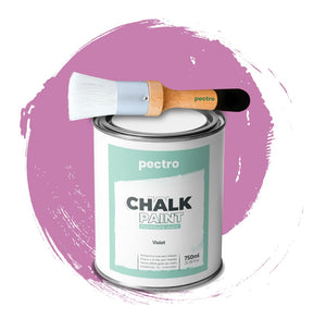 Chalk Paint Vernice a Gesso 750ml + Pennello Tondo in Legno Pack VIOLA - Pittura per Mobili Senza Carteggiare 