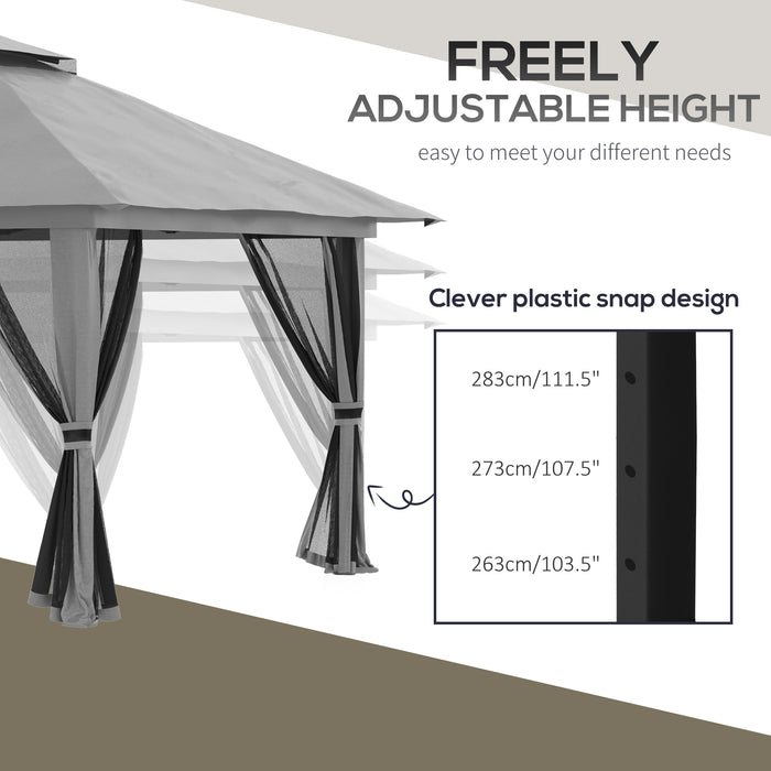 Gazebo da Giardino Pieghevole 392x392x283 cm in Acciaio e Tessuto Oxford Grigio