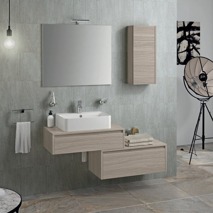 Mobile bagno sospeso Trevi01 cm 130x190x46 finitura olmo rosseau