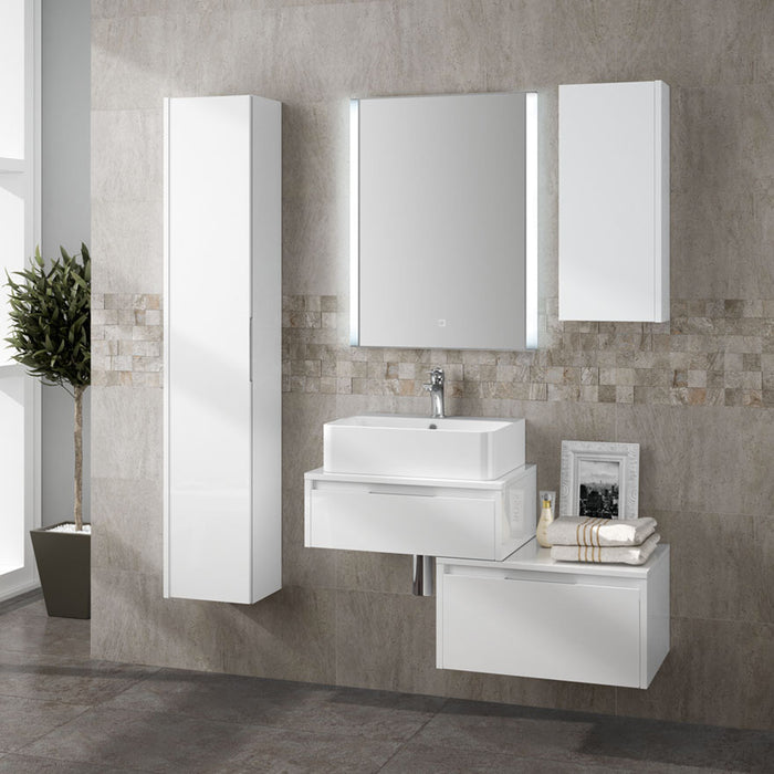 Mobile bagno sospeso Trevi04 cm 130x190x46 laccato lucido bianco