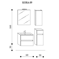 Mobile bagno sospeso Kora09 cm 90x190x46 bianco frassinato