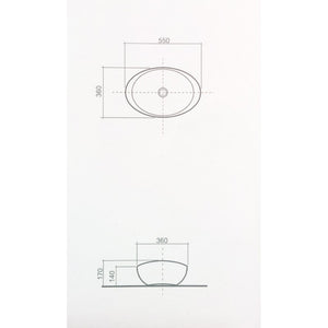 Lavabo da Appoggio modello Oval 55  Ceramica Azzurra