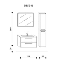 Mobile bagno sospeso Best02 cm 110x190x46 laccato lucido grigio nuvola