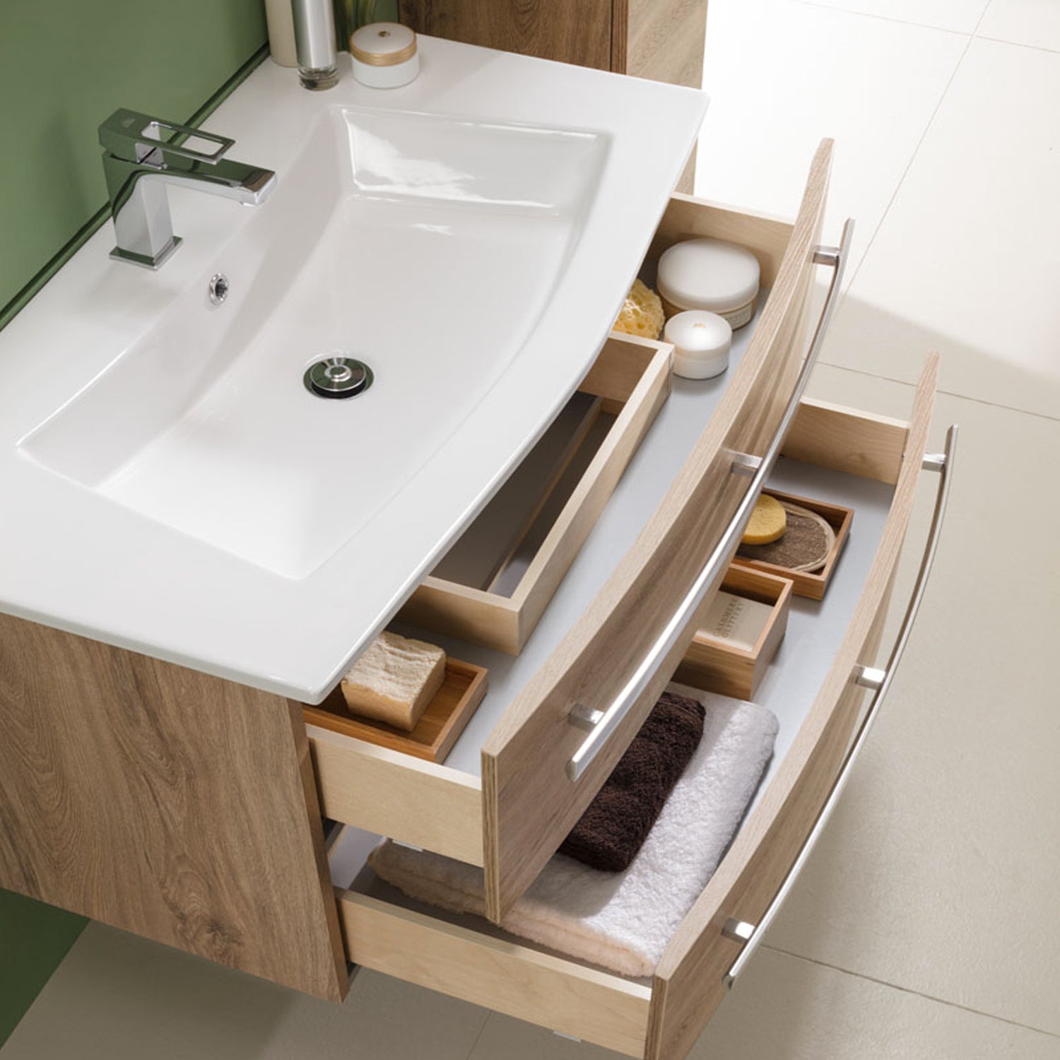 Mobile bagno sospeso Oscar01 cm 115x190x46 rovere nabucco